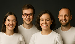 The photo shows members of the ArtistsHub team